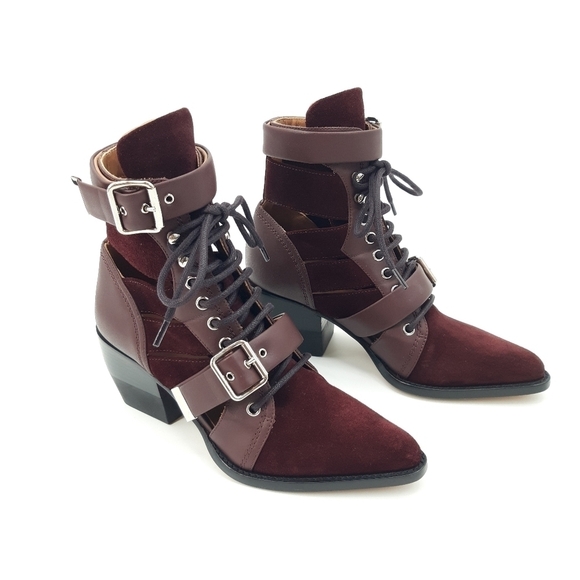 Chloe | Rylee Suede Ankle Boots in Deep Purple - Picture 1 of 11